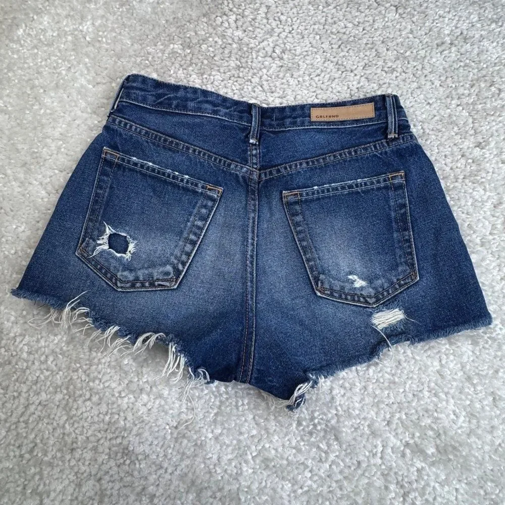 GRLFRND Cindy Button Front Cut Off Shorts Distress Babylon